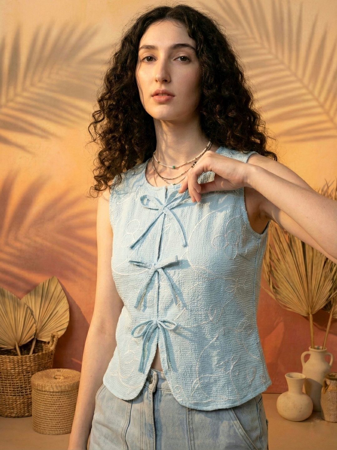 corsica Casual Sleeveless Embroidered Women Multicolor Top-picture-14