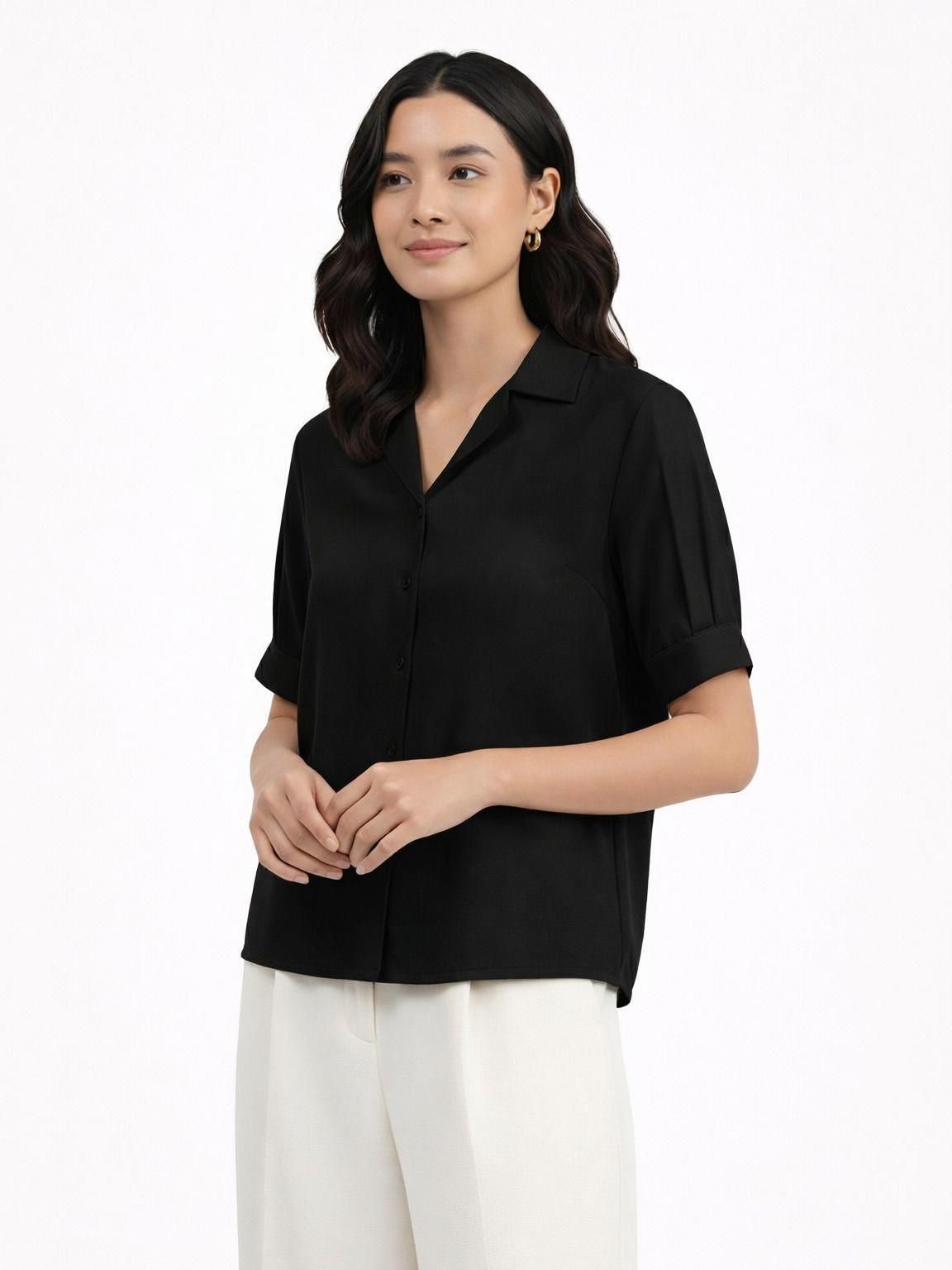 mirana Casual Regular Sleeves Solid Women Black Top-picture-22