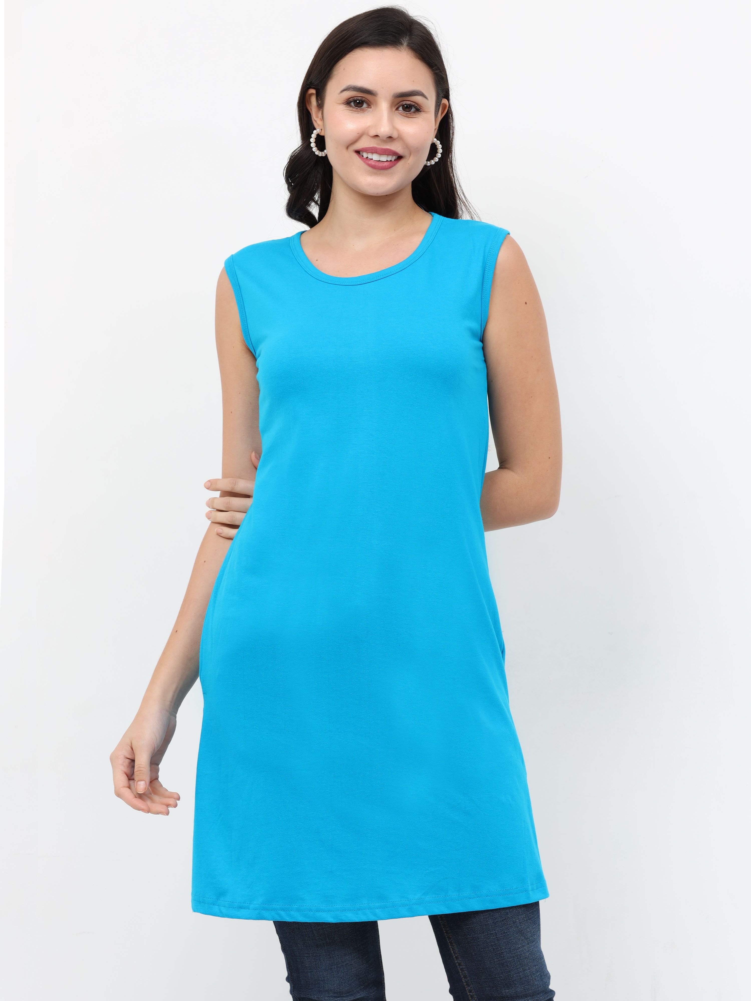 Women Light Blue Tank Top/Vest-image-23