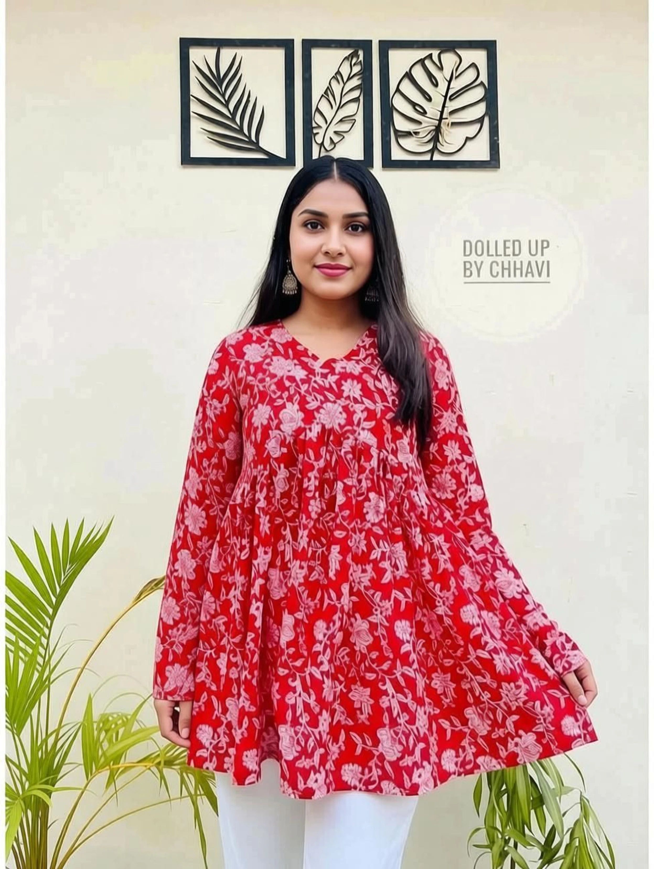 Casual Regular Sleeves Printed Women Red Top-image-38