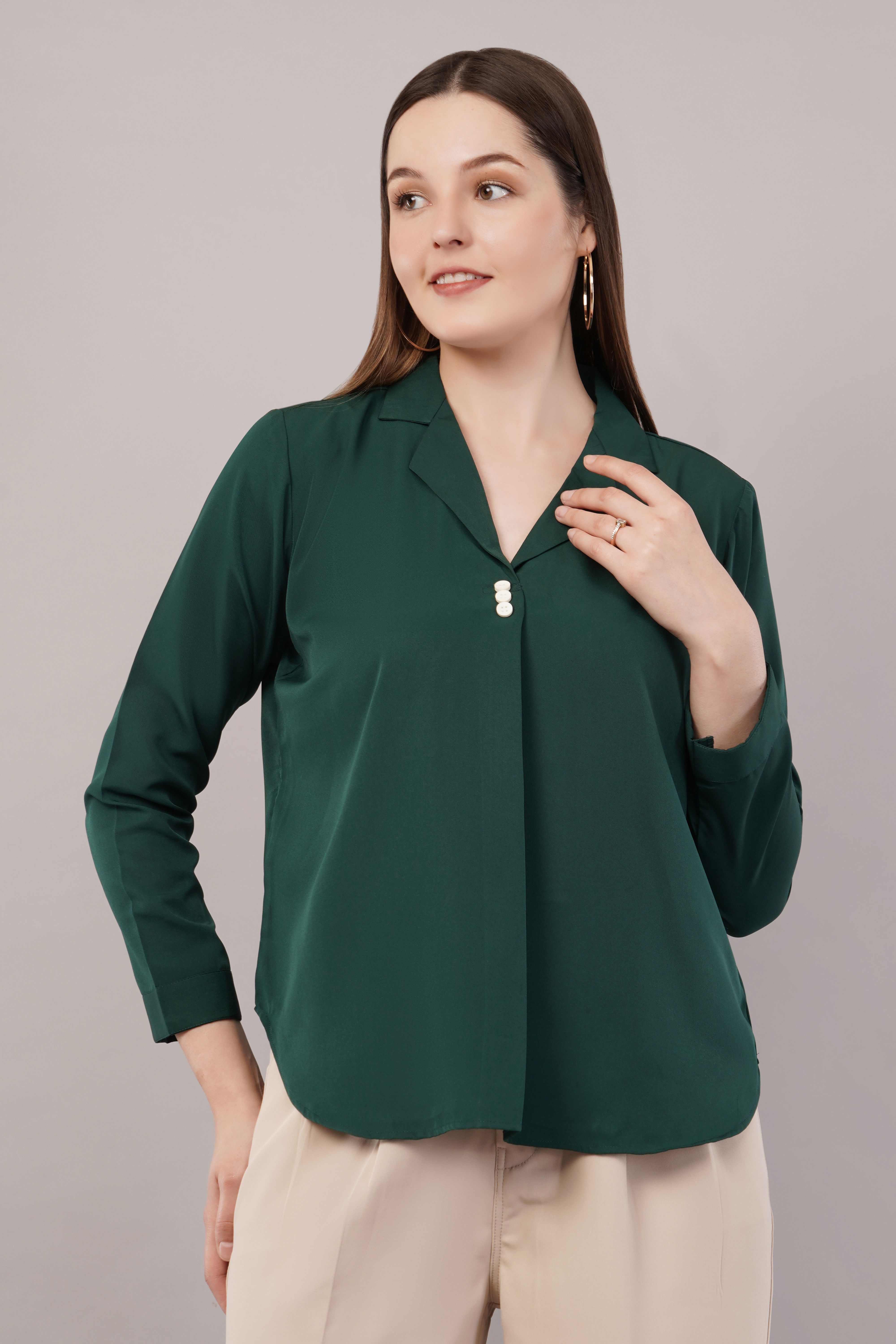 glitter fashion Formal Regular Sleeves Solid Women Green Top-picture-0