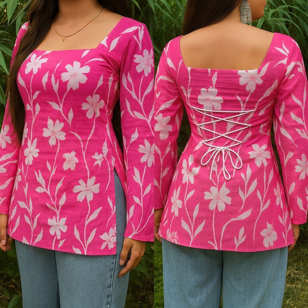 Casual Regular Sleeves Floral Print Women Pink Top