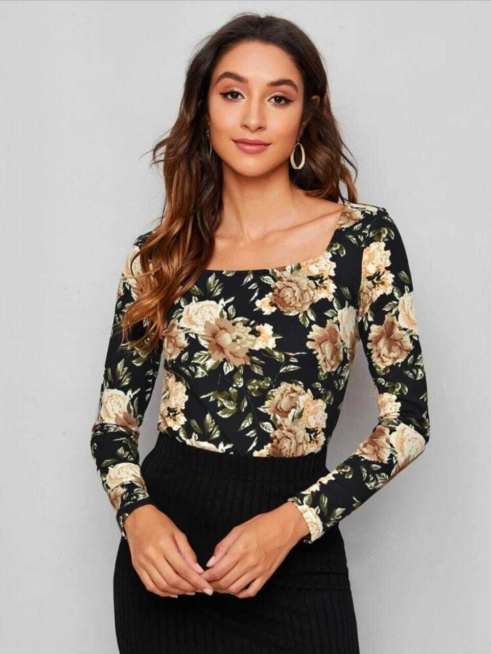 dream beauty fashion Casual Regular Sleeves Printed Women Black Top-picture-25