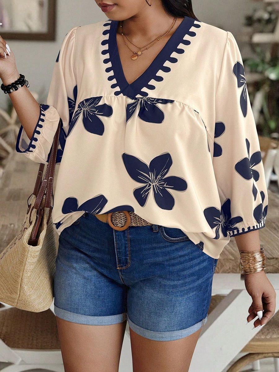 Party Regular Sleeves Printed Women Blue Top-image-38