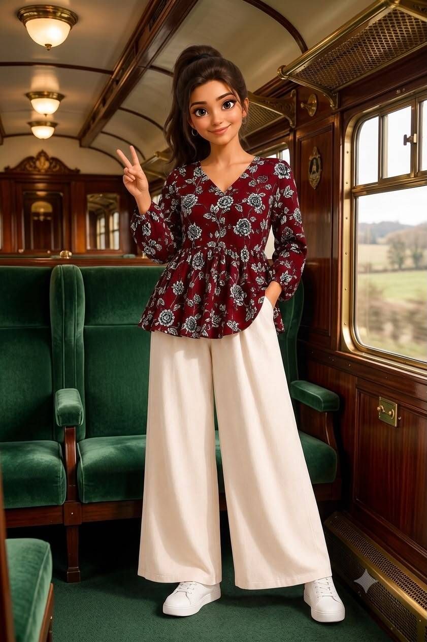 Party Regular Sleeves Floral Print, Printed Women Maroon Top-image-25