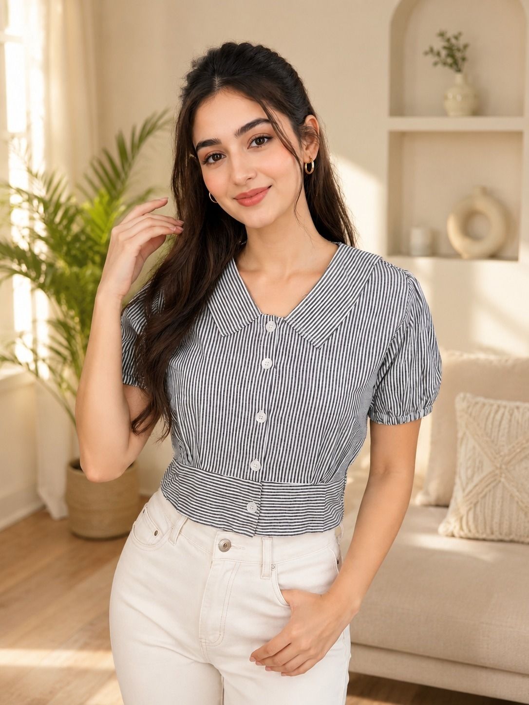 metronaut Women Regular Fit Striped Casual Shirt-picture-17