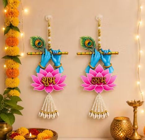Krishna Lotus Shubh Labh Hanging Toran-image-43