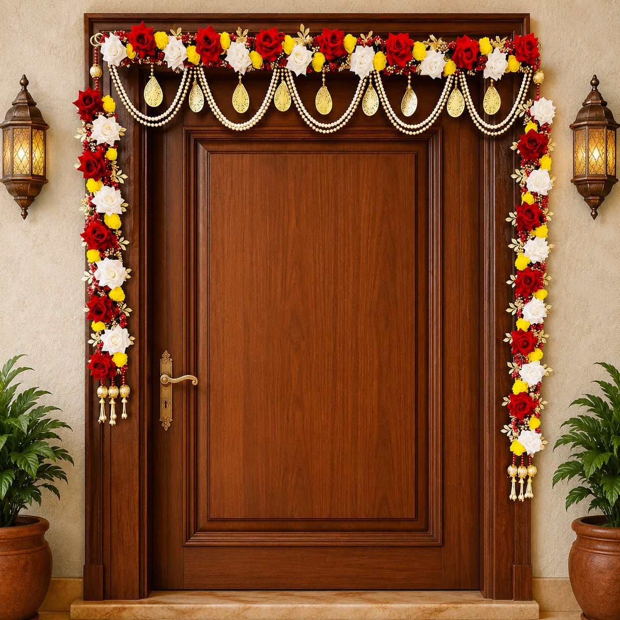 Elegant Traditional Floral Toran Decoration for Home Entrance Pack of 1 Toran-image-0