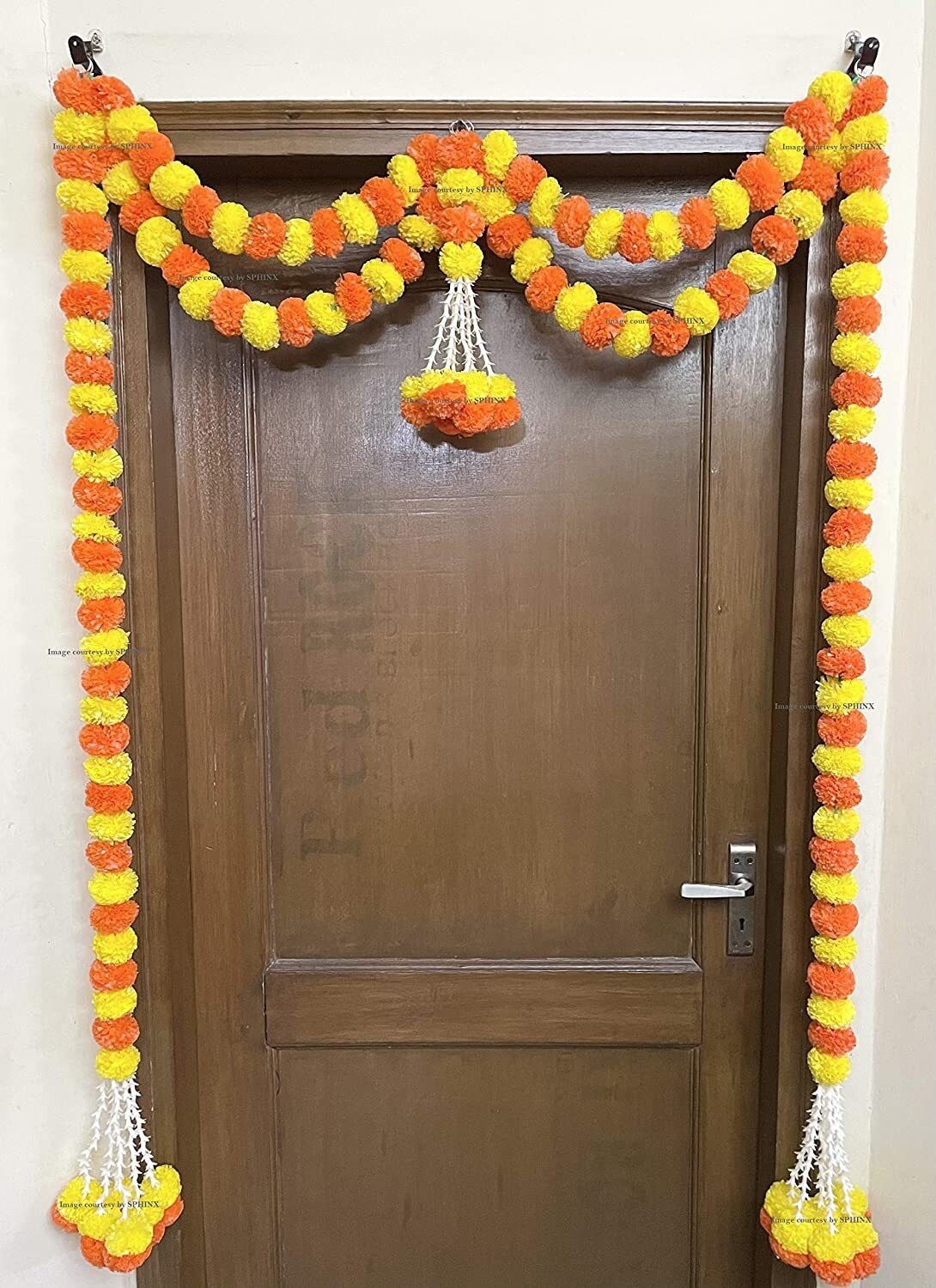 Artificial Marigold Flowers and Tuberose Door Hanging | Wedding | Diwali | Xmas Toran