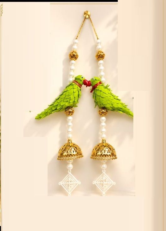 giftsrus Hanging Parrot with Pearl Chain Wall Decoration Bird for Home Diwali Toran-picture-25