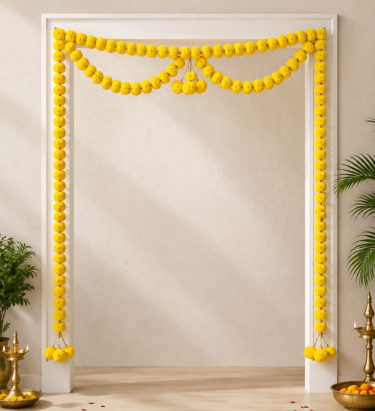 Artificial Marigold Flower Door Toran with Hanging Tassels Toran-image-15