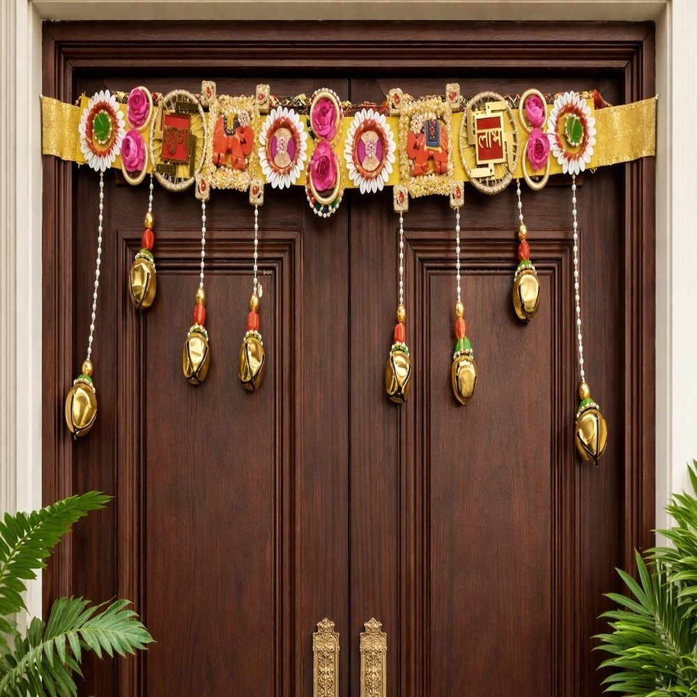 Handmade Look Decorative Bandhanwar with Beads and Flowers Pack of 1 Toran-image-28