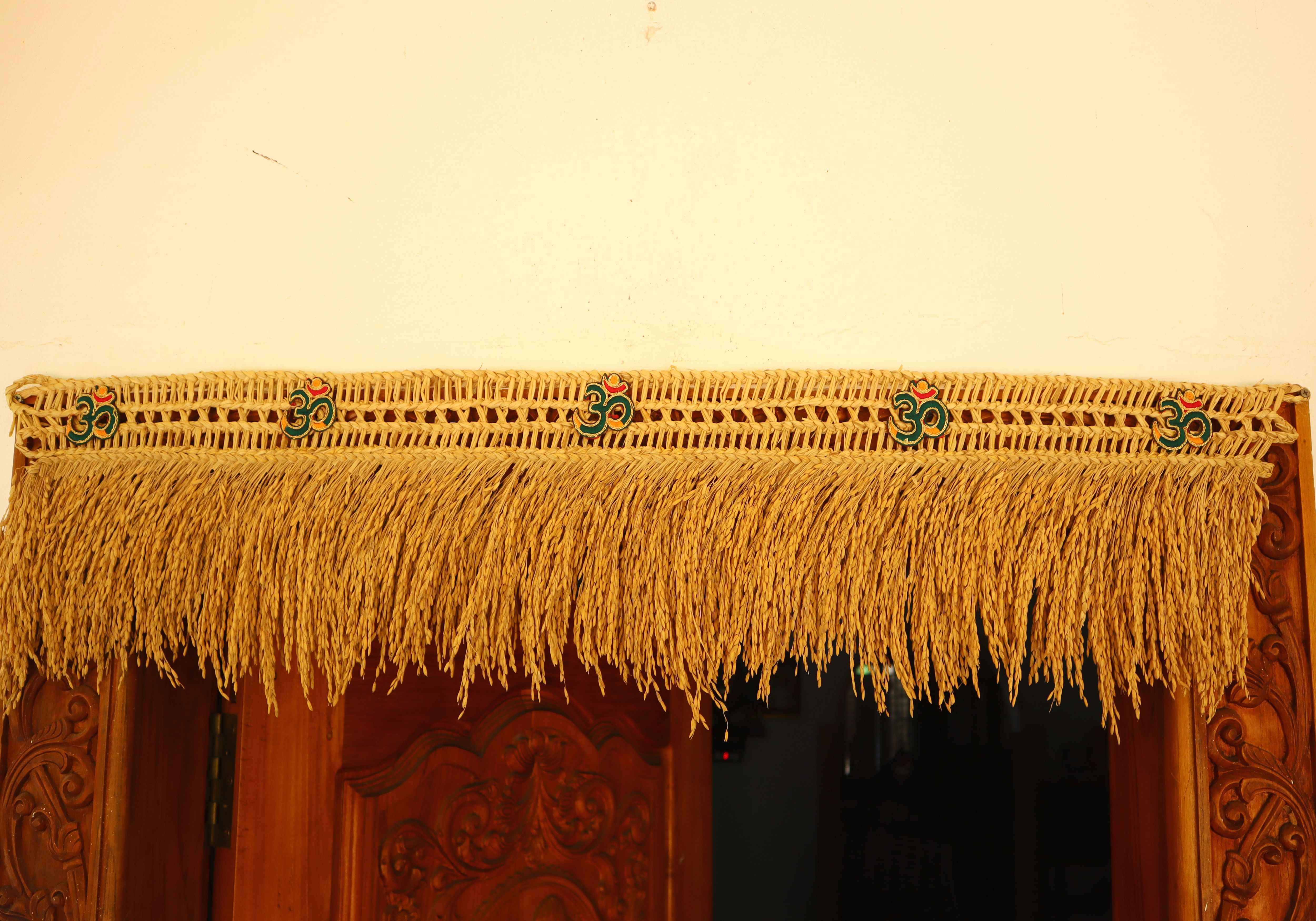Beautiful Paddy Door/Pooja Room Toran with OM Symbols,3.5Ft Bathada Torana Toran-image-20