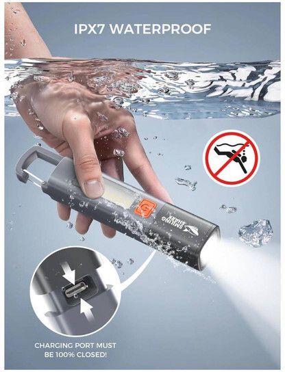 LED Rechargeable Flashlight High Lumens Side Light Hook Zoom Waterproof1 Torch-image-13