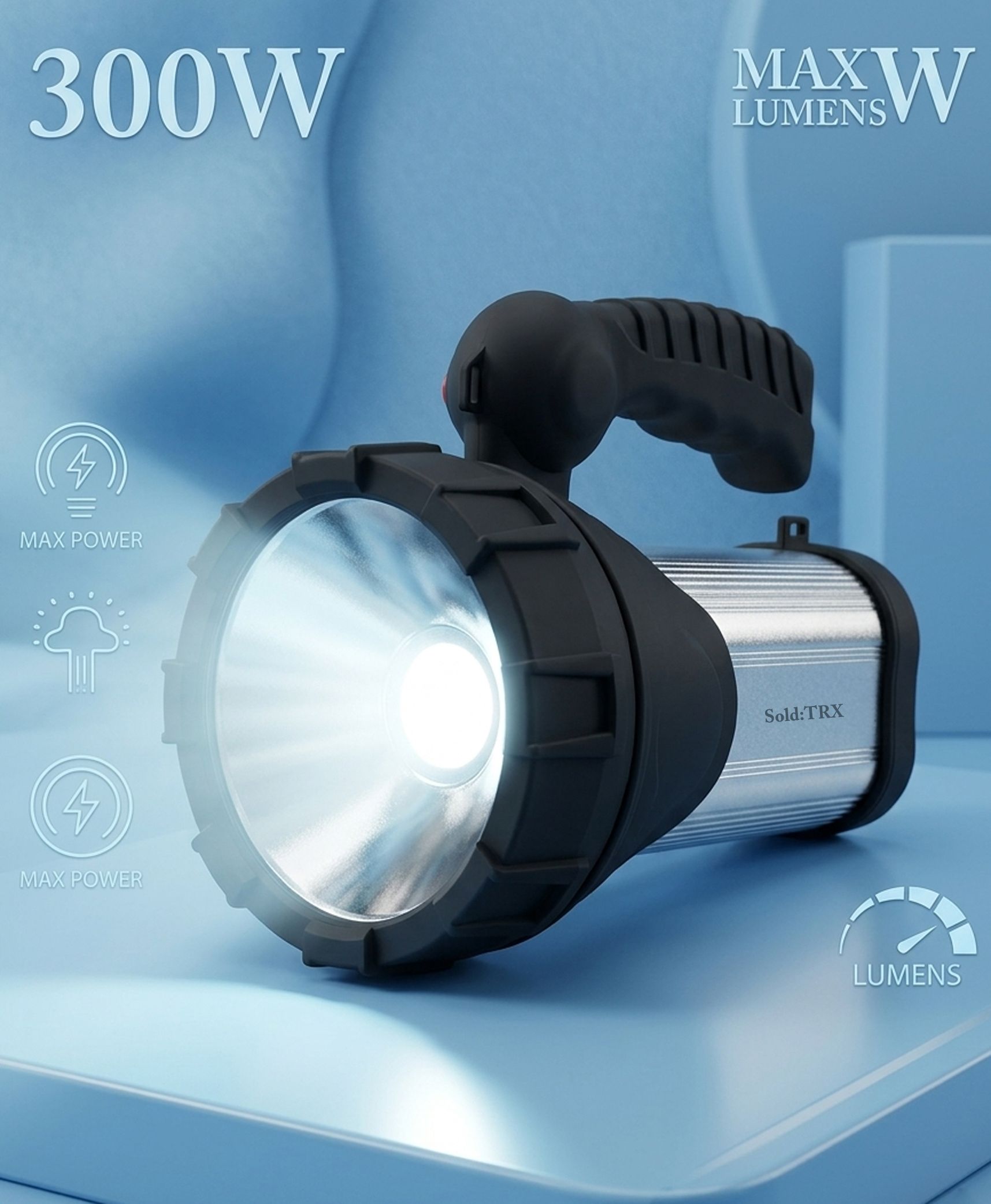 trx 300W Ultimate Brightness 3 KM Long Range LED Multi Mode Jumbo Metal Body Torch 15 hrs Torch Emergency Light-picture-18