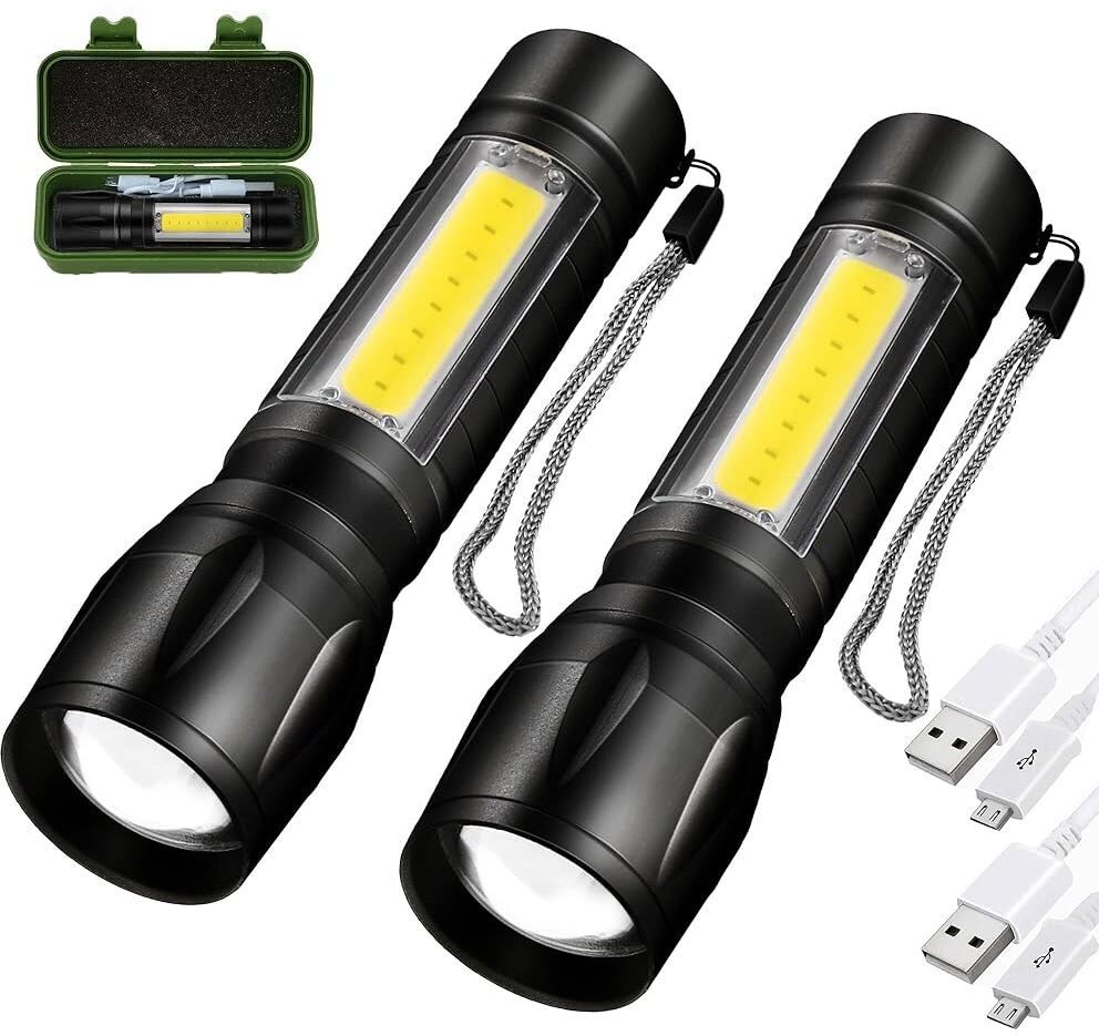 (Pack of 2) Mini Pocket Light Zoom COB USB Charging Led Water Proof TorchT Torch-image-10