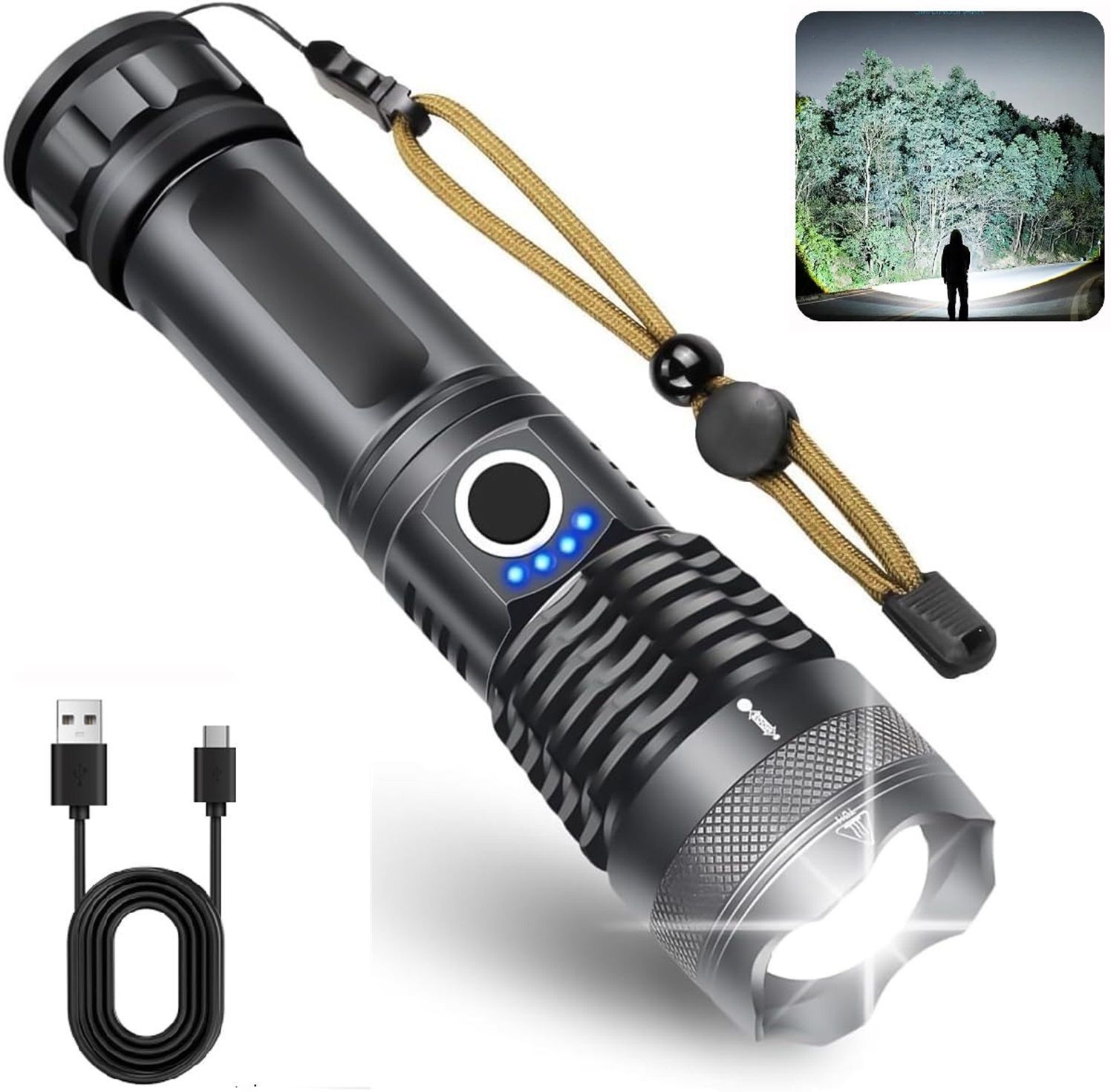 983 Rechargeable LED Torch Light Long Range Strong Beam Flashlight Torch-image-16
