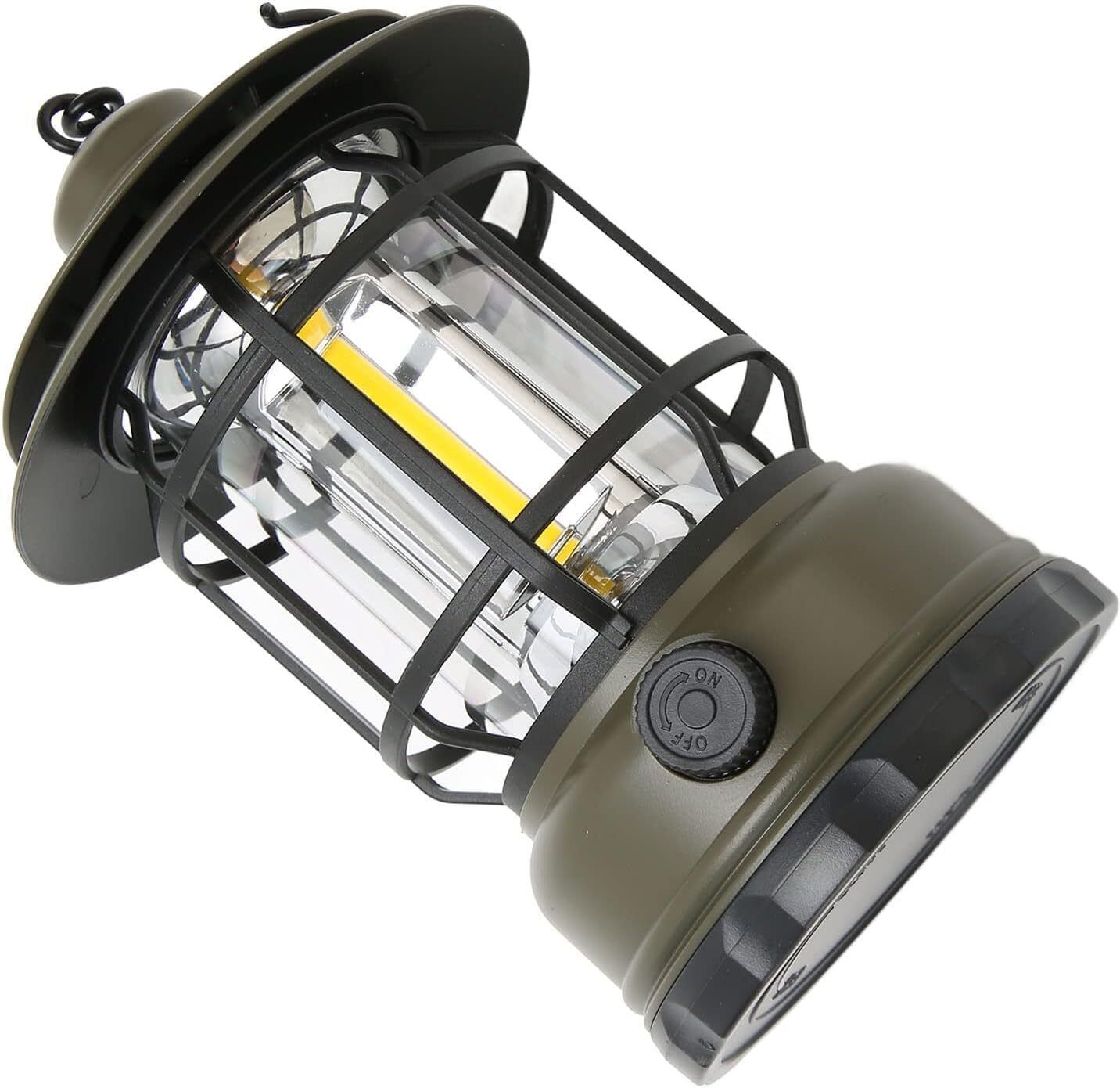 ™Outdoor USB Rechargeable Waterproof Camping Retro Emergency Lantern Light Green Plastic Table Lantern-image-0