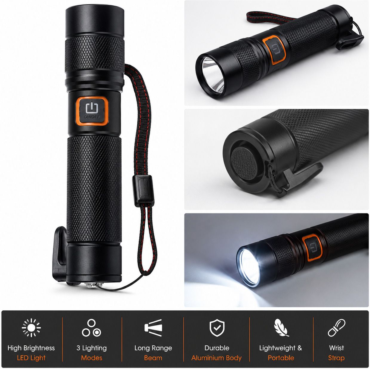 qtx SDMS M986 Rechargeable LED Flashlight Torch-picture-1