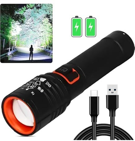 sument M035 (ZOOMABLE METAL LED TORCH)3 Modes Flashlight, Super Bright 80W LED Light Torch image 1