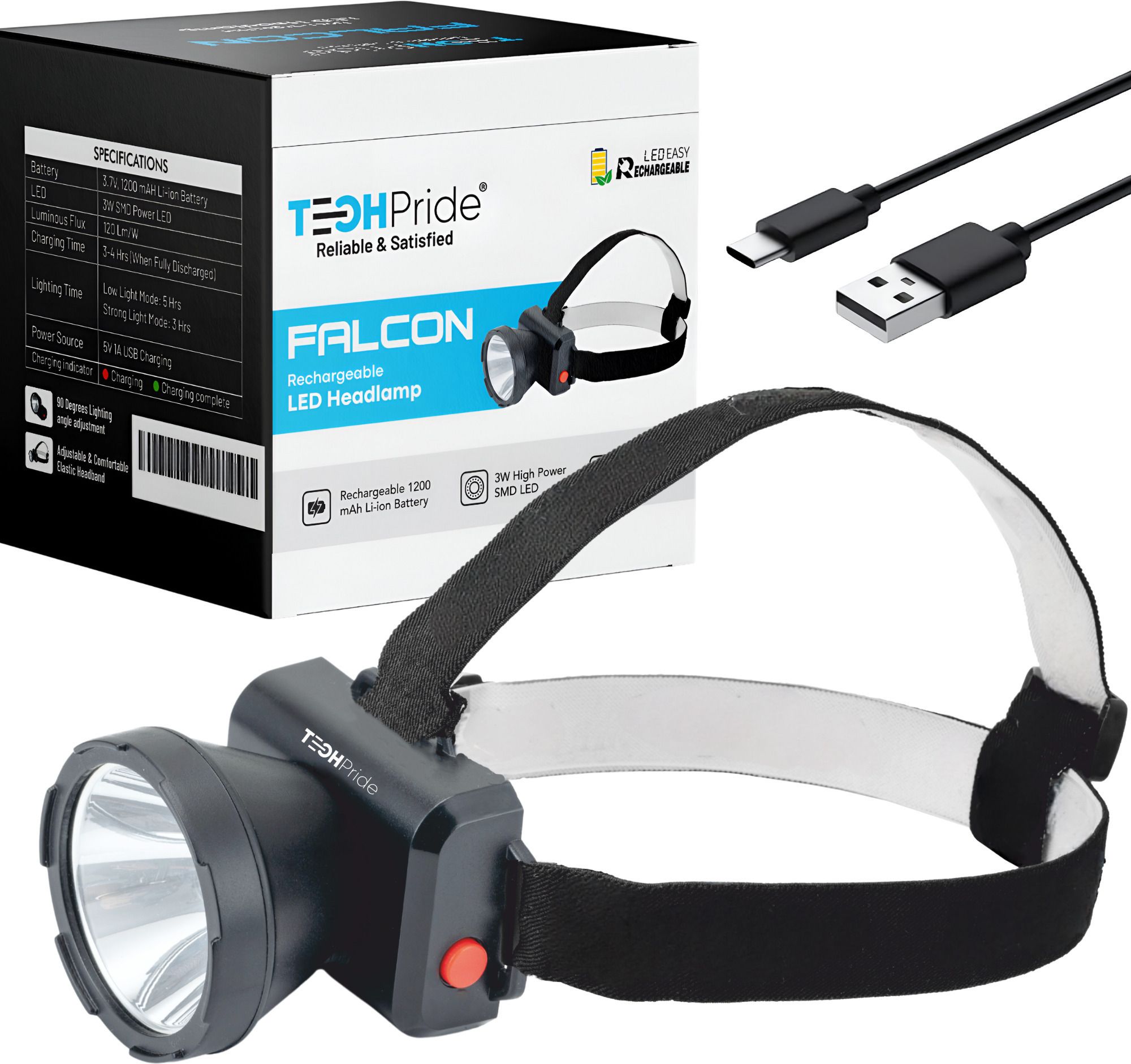 techpride Falcon, LED Head torch light for farmers Camping Hiking Trekking Cycling Fishing Torch-picture-28