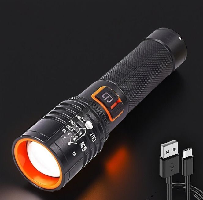 idoleshop Metal Body Zoomable 1000 Meter|1 Km High Power Long Range & Type-C Torch-picture-13