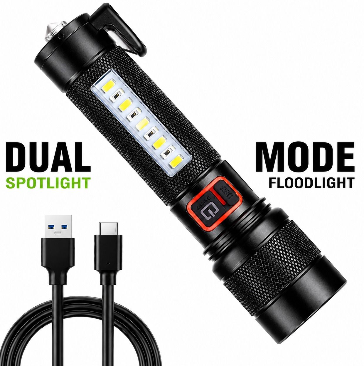 KZ-371S Zoomble Long Range Bright LED Torch for Hiking & Security Hammer 6 hrs Torch Emergency Light-image-43