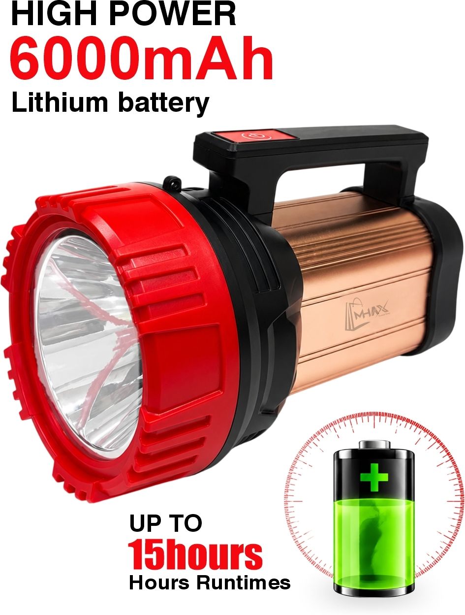 Long Range Emergency LED 250W Kisan Searchlight Metal with 6000mAh 3 Modes Torch-image-28