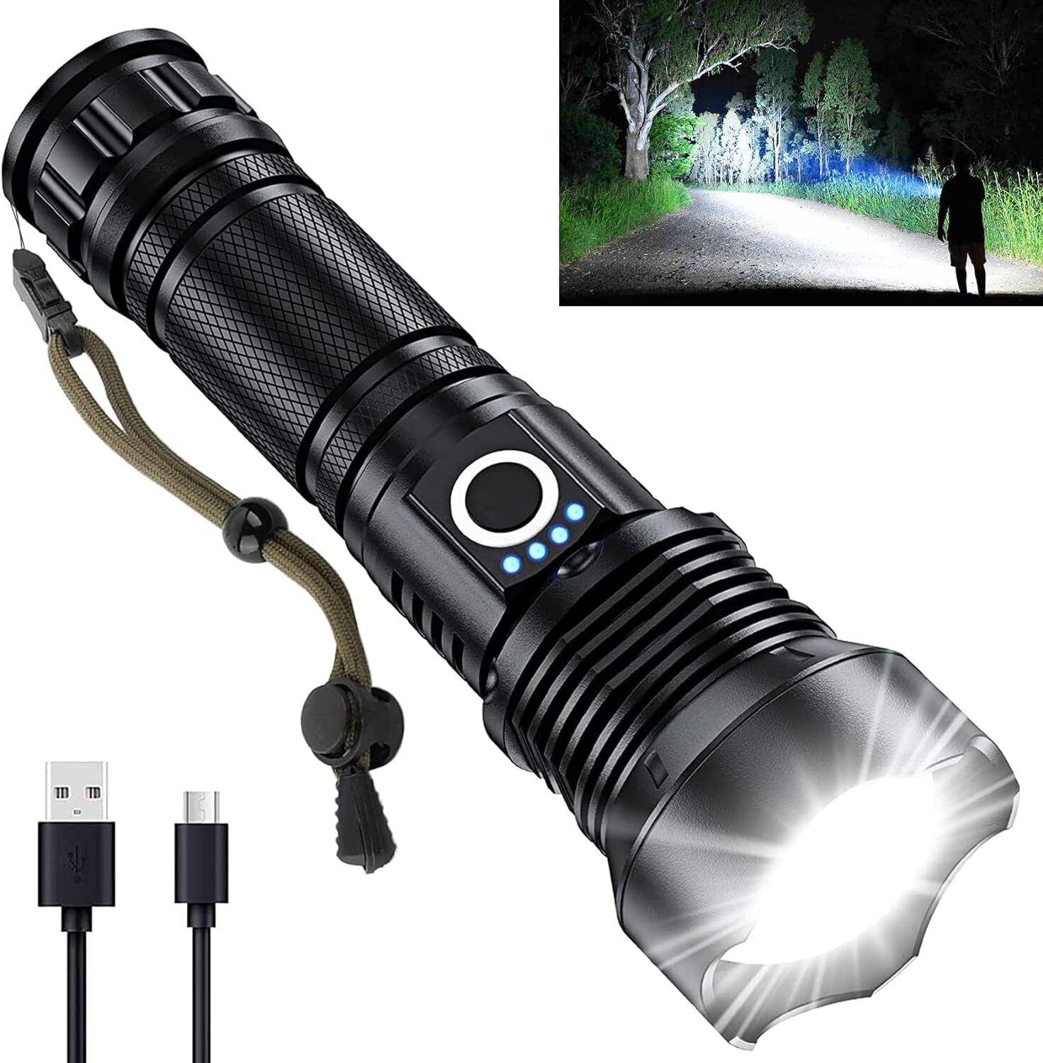 376 Super Bright Flashlight 1000 Lumen High Power Flashlight Torch 10 hrs Torch Emergency Light-image-8