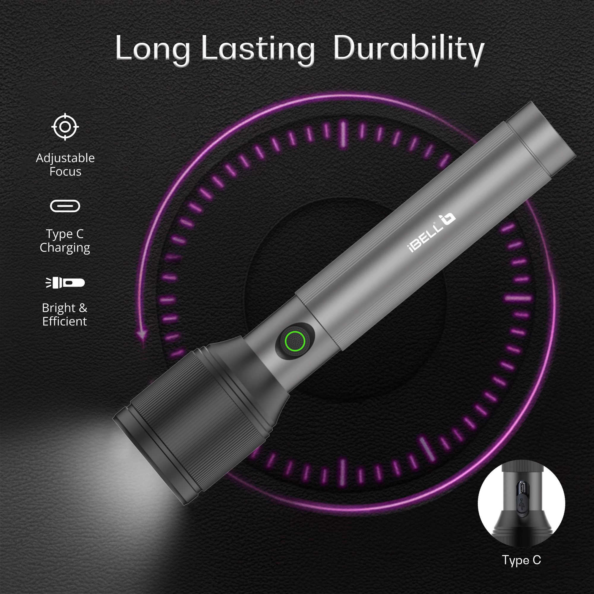 LUMINEX900 Rechargeable Torch light,3 Light Mode,Telescopic Zoom,Type C Charging Torch-image-46