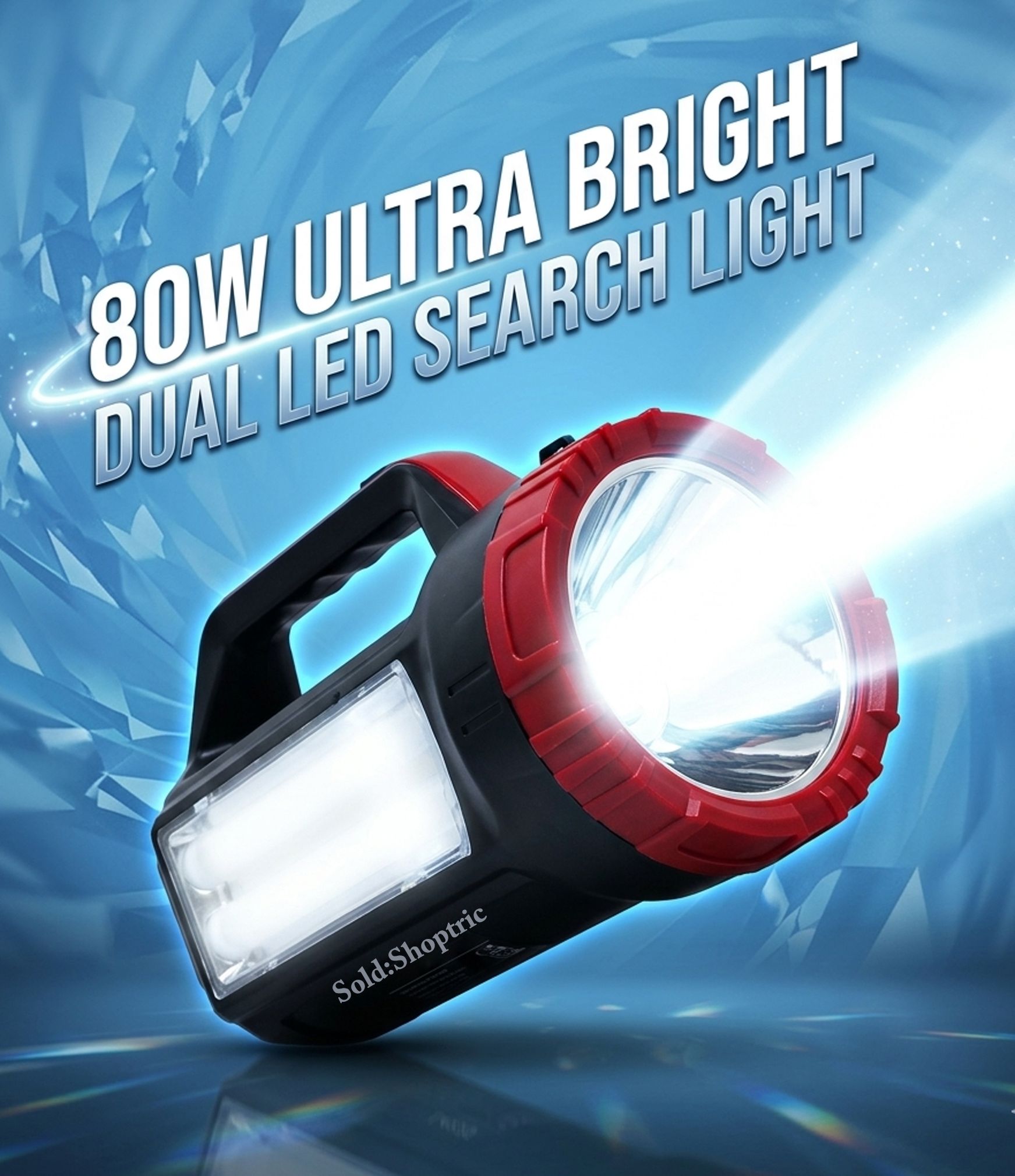 80W Ultimate Brightness 1 KM Long Range LED Super Bright Dual Mode Search Light 12 hrs Torch Emergency Light-image-4