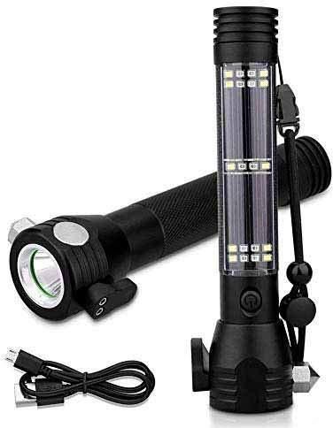 Enterprise Aluminium 7 Mode Rechargeable Solar LED Torch Flashlight, Power Bank Cam