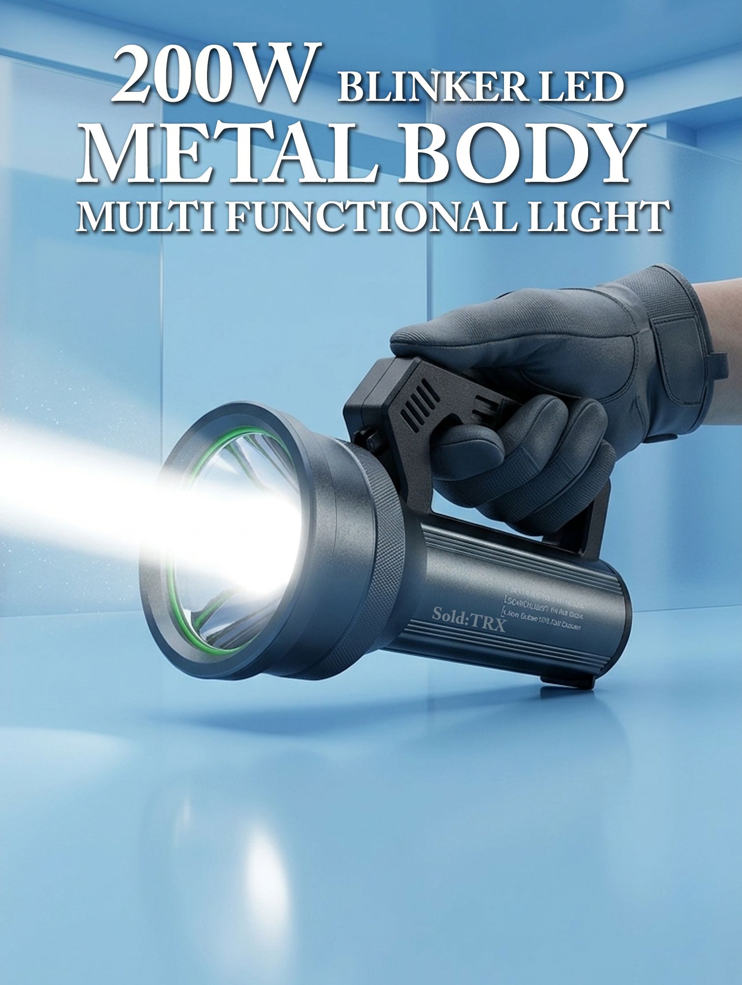 200W Jumbo Blinker LED 3 KM Long Range Charging Metal Torch With Power Bank Slot 24 hrs Torch Emergency Light-image-49
