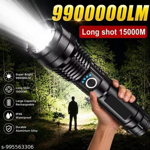 M983 Zoomable Rechargeable LED Metal Torch, Long Range High Power Light Torch-image-6
