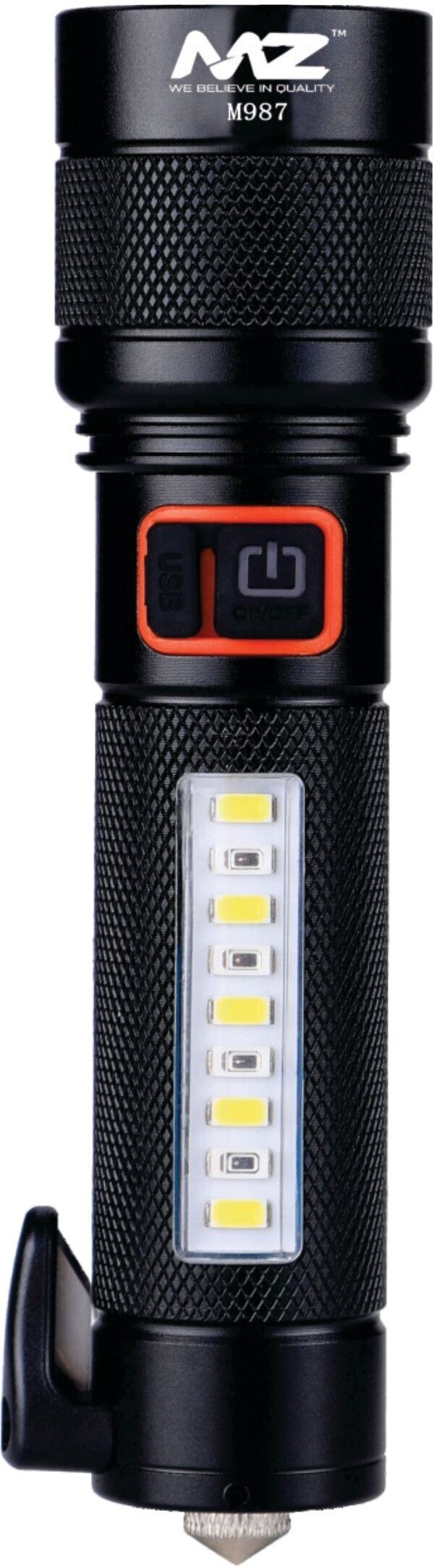 M987 (CAR EMERGENCY LIGHT) 5 Modes with Hammer and Seatbelt cutter Zoomable Torch
