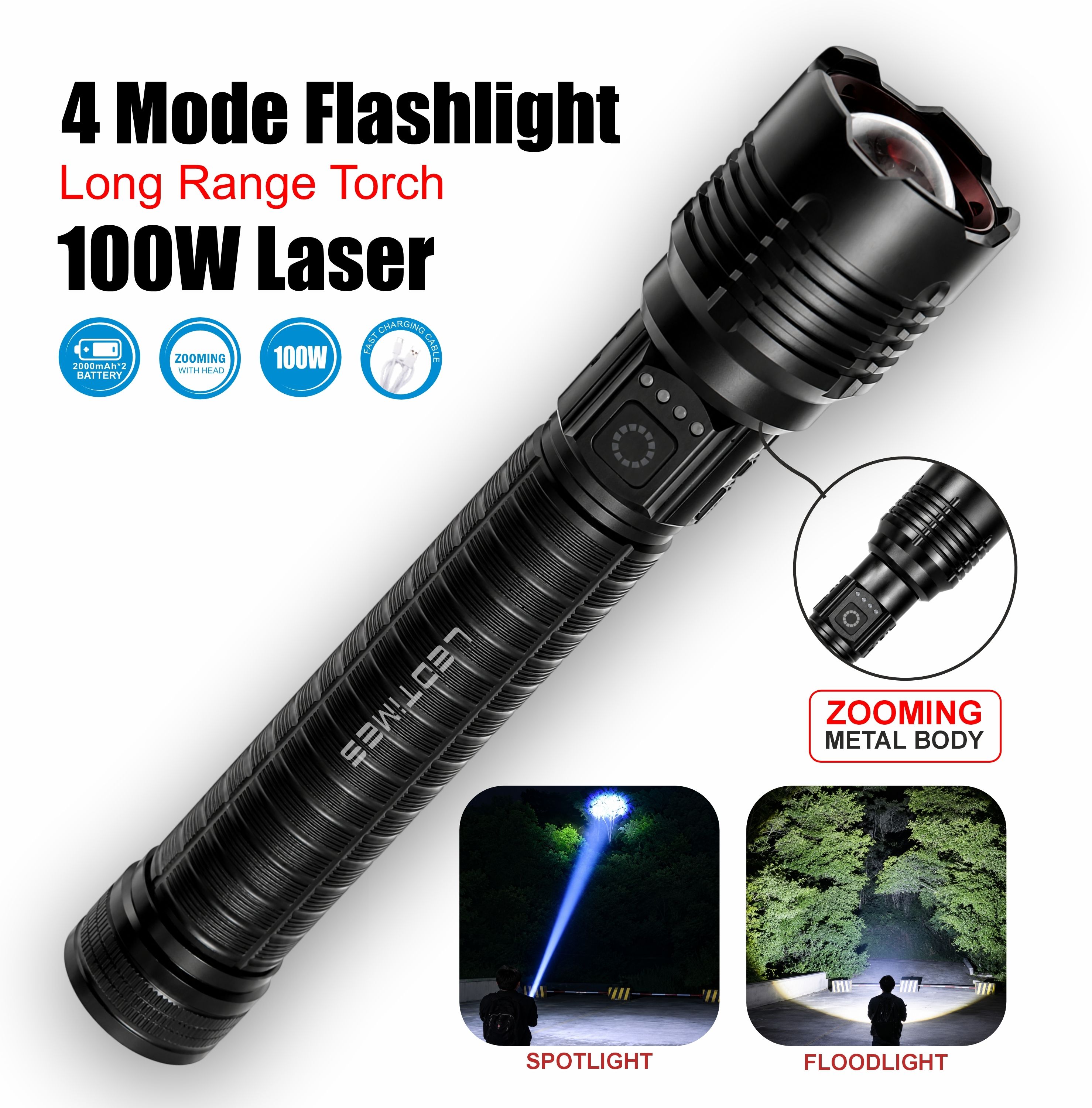 led times LED Rechargeable Searchlight with 4 Ligh Modes Long Range Emergency Flashlight Torch-picture-11