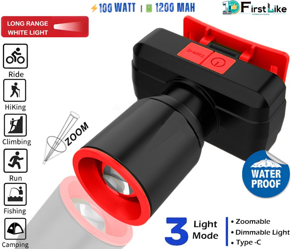 firstlike 100W Rechargeable Head Lamp With 3 Mode Light Zooming With Head Adjustable LED Torch-picture-18
