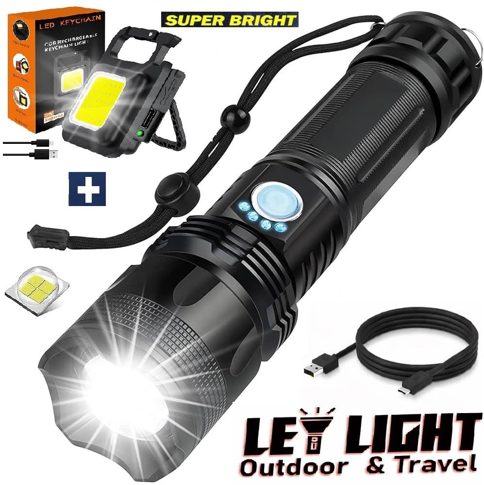 zeno volt M983+keychain light (ZOOMABLE METAL)5 Modes Flashlight, Super Bright 100W 8 hrs Torch Emergency Light-picture-14