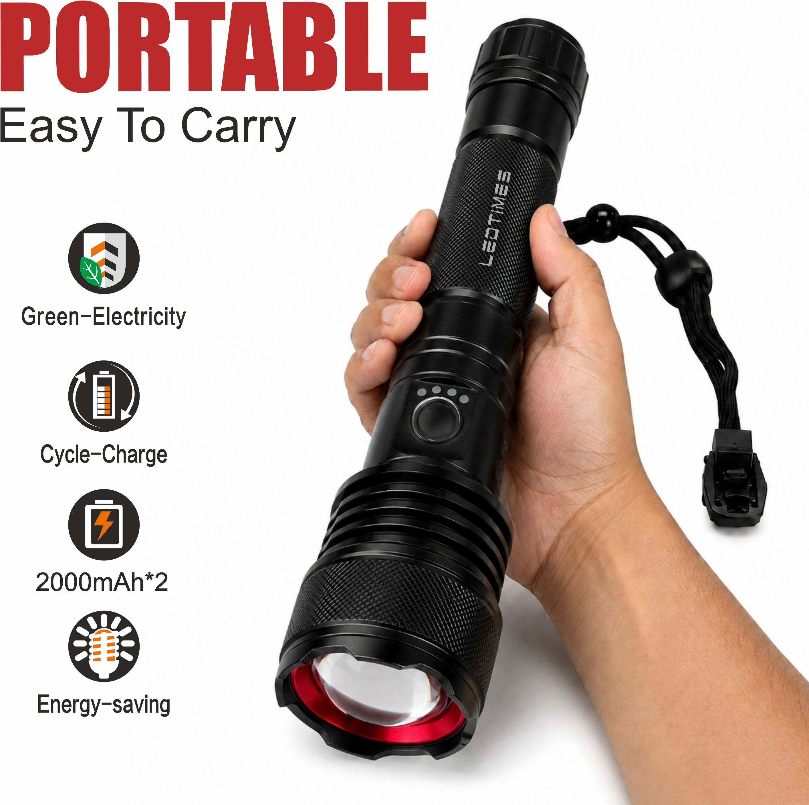 led times Long Range Rechargeable Emergency Searchlight 4000mAh Battery with 4 Light Modes Torch-picture-29