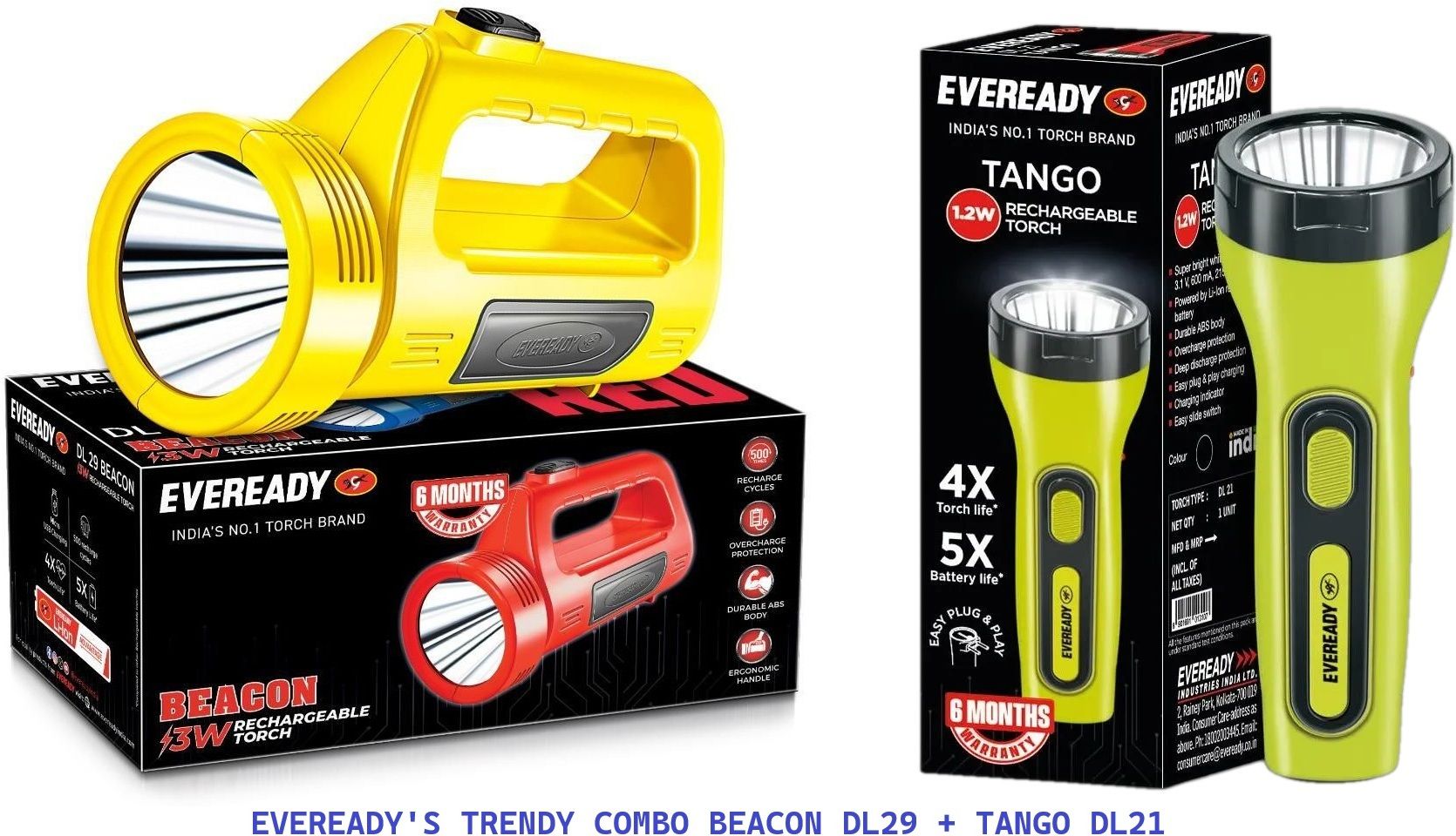 eveready Trendy Combo Tango DL21+ Beacon DL29 Torch-picture-0