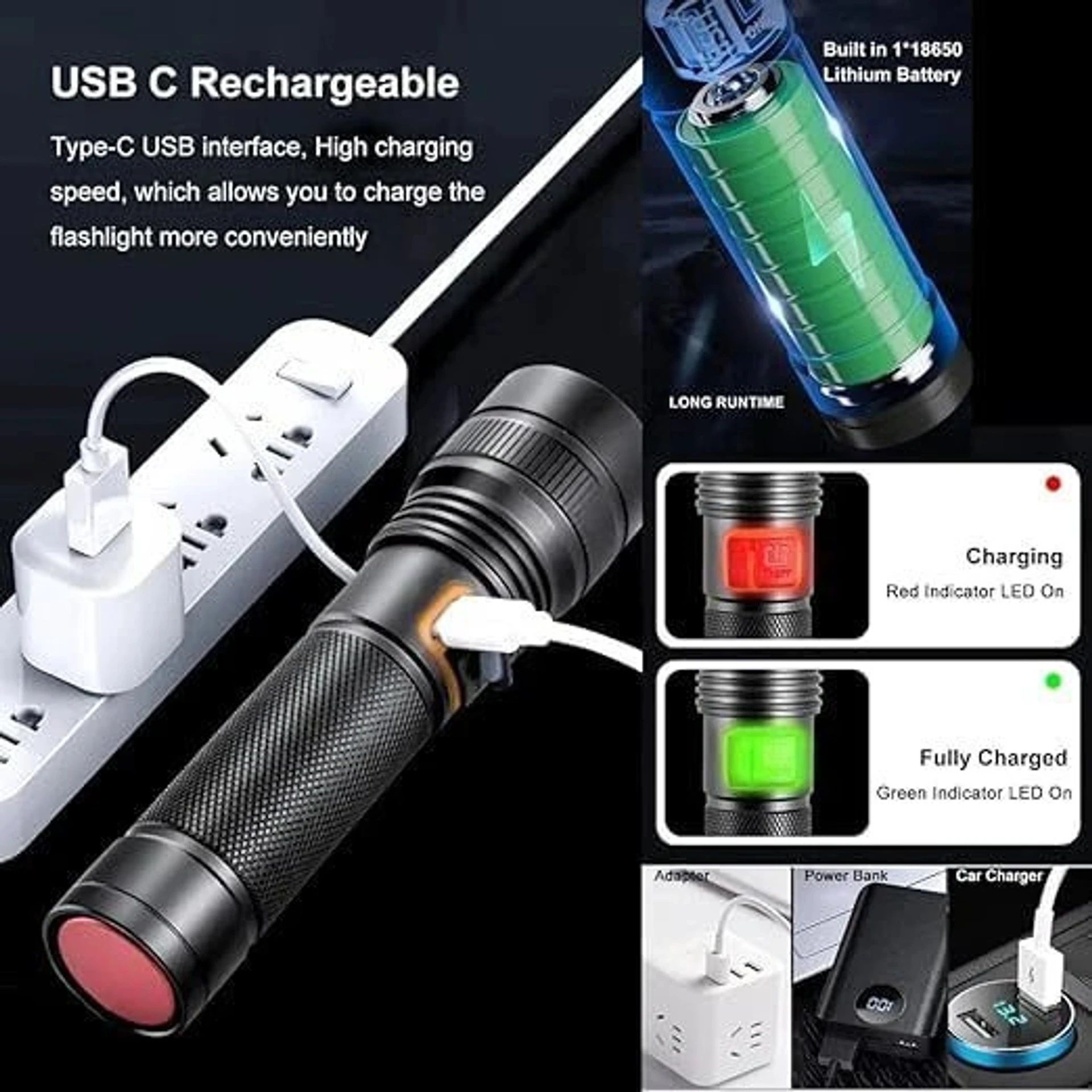 Torch Light LED Flashlight Long Distance Beam Range with 045 Torch 2 hrs Torch Emergency Light-image-43
