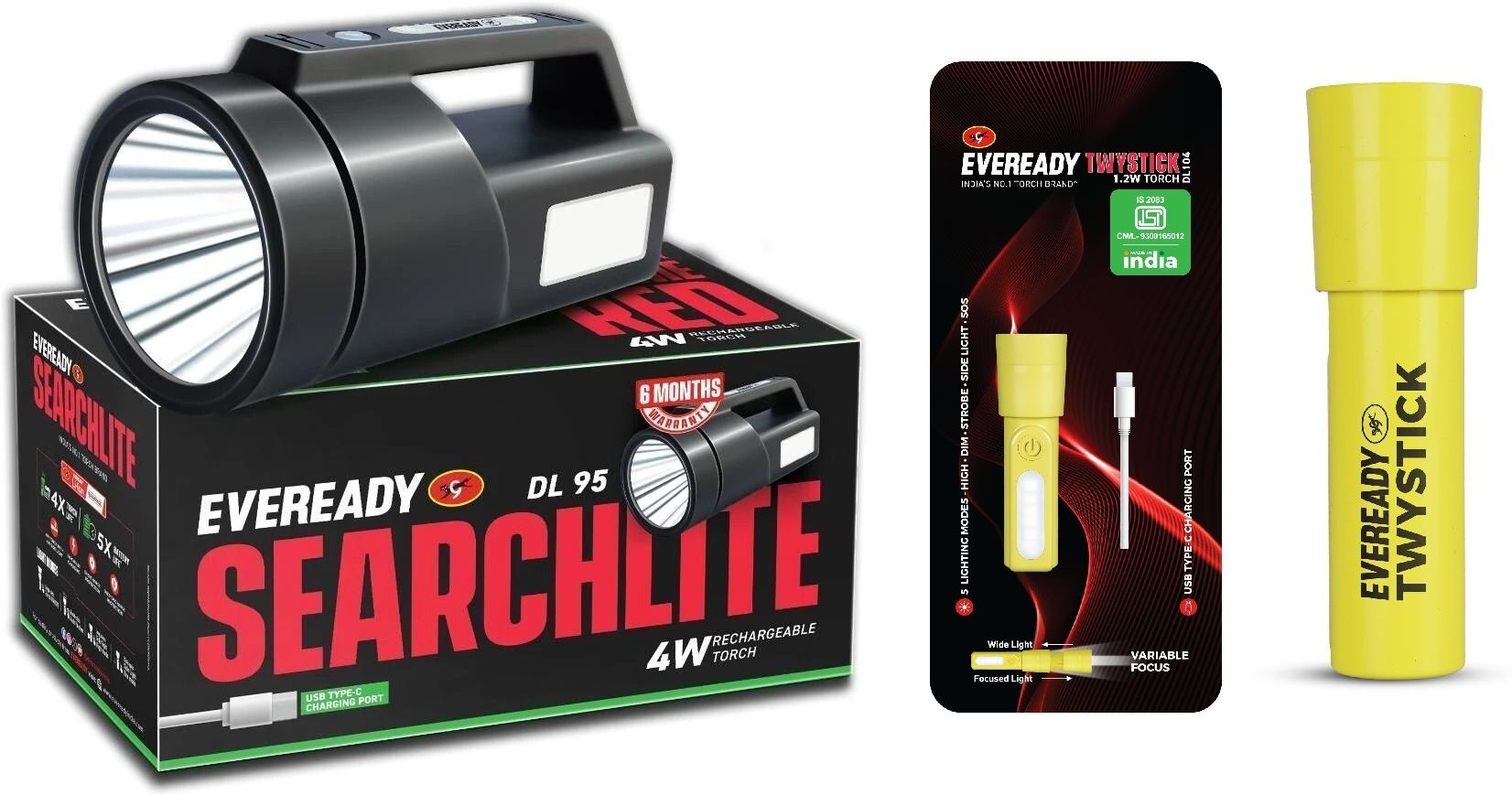 Trendy Combo Searchlite DL95+ Twystick DL104 Pack of 2 Torch-image-2