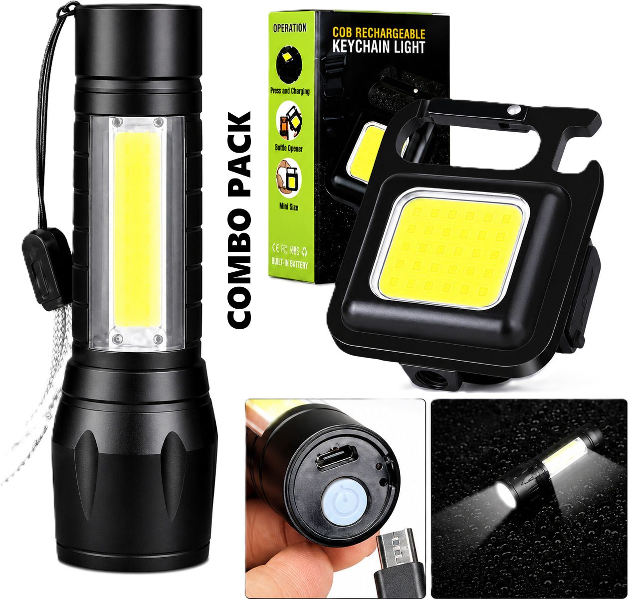 Mini LED Torch & COB Keychain Light Combo for Outdoor, Camping & Home Use Torch-image-25