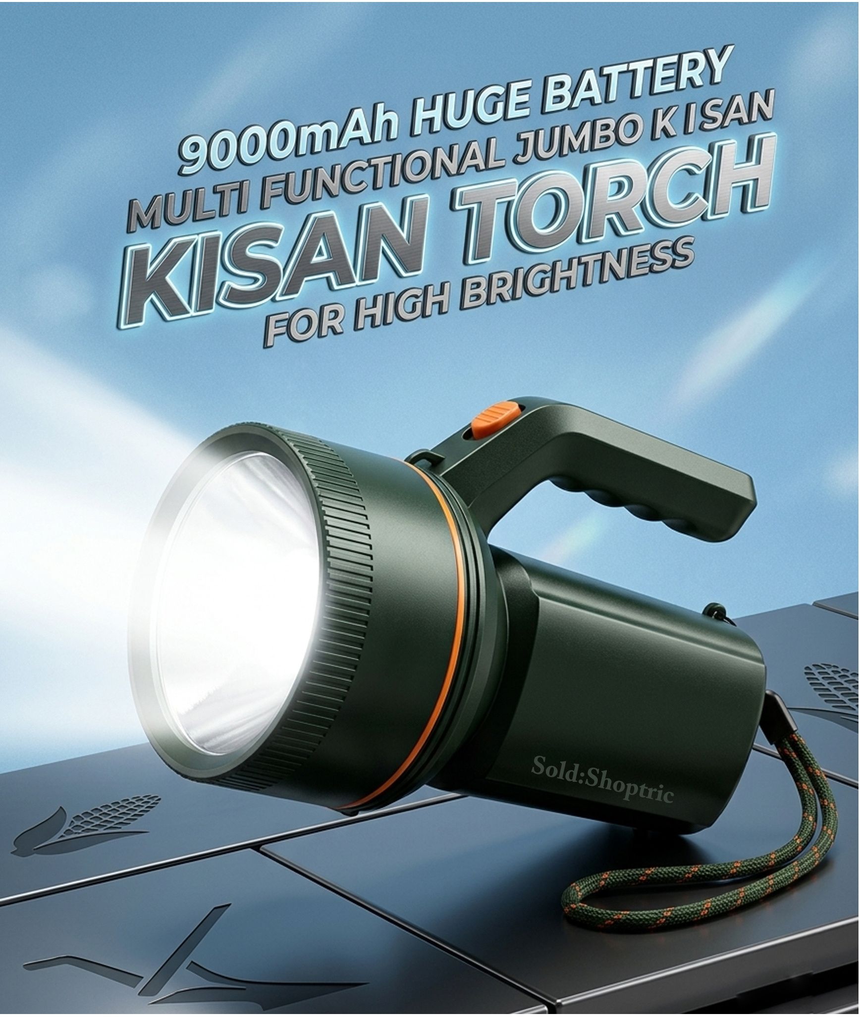 4 Km Long Range Multi Functional LED Charging Torch 350W Jumbo Blinker Light Torch-image-20