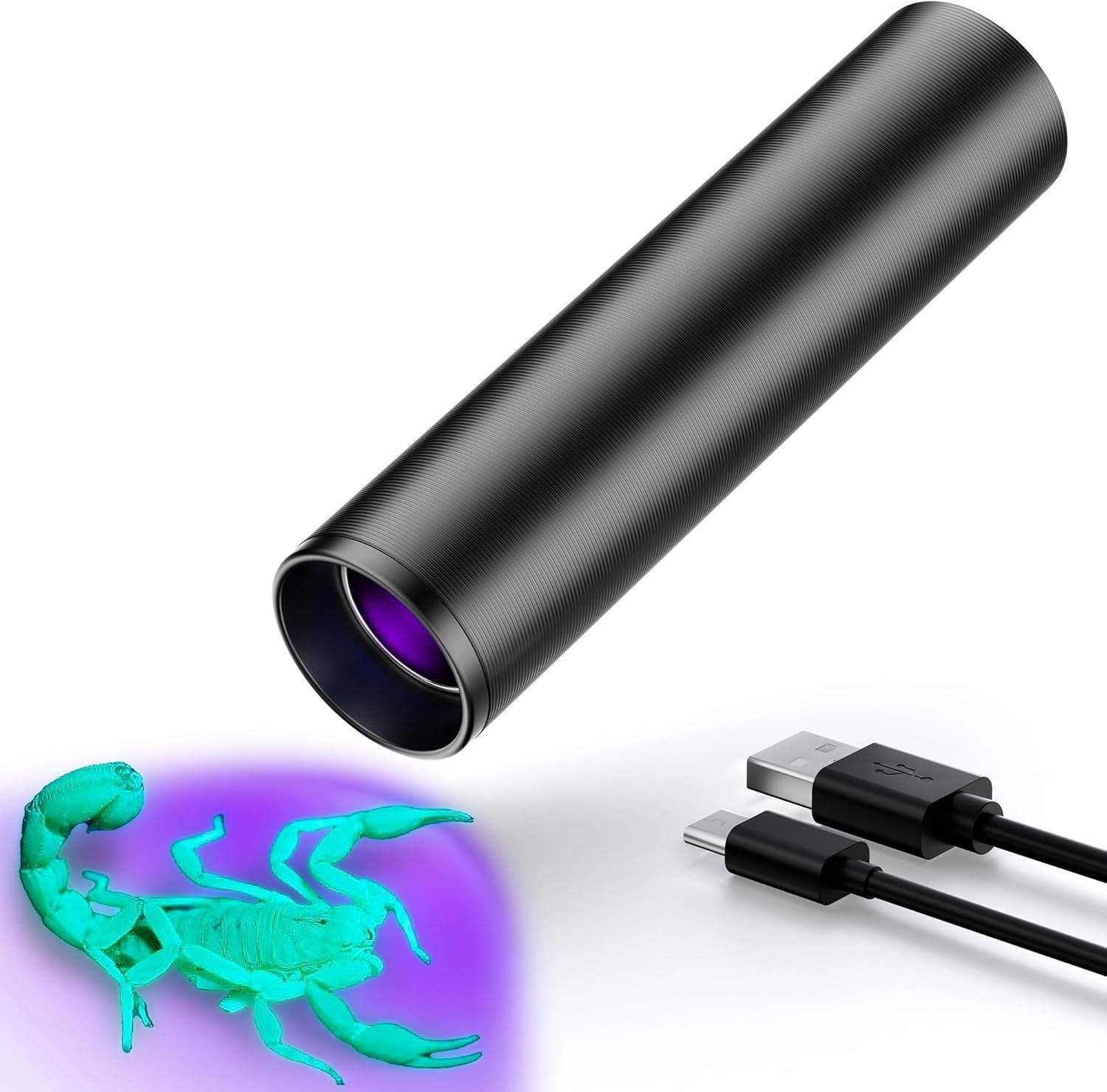 1PC UV USB Rechargeable Black Light Flashlight, Mini Handheld Detector Torch-image-8