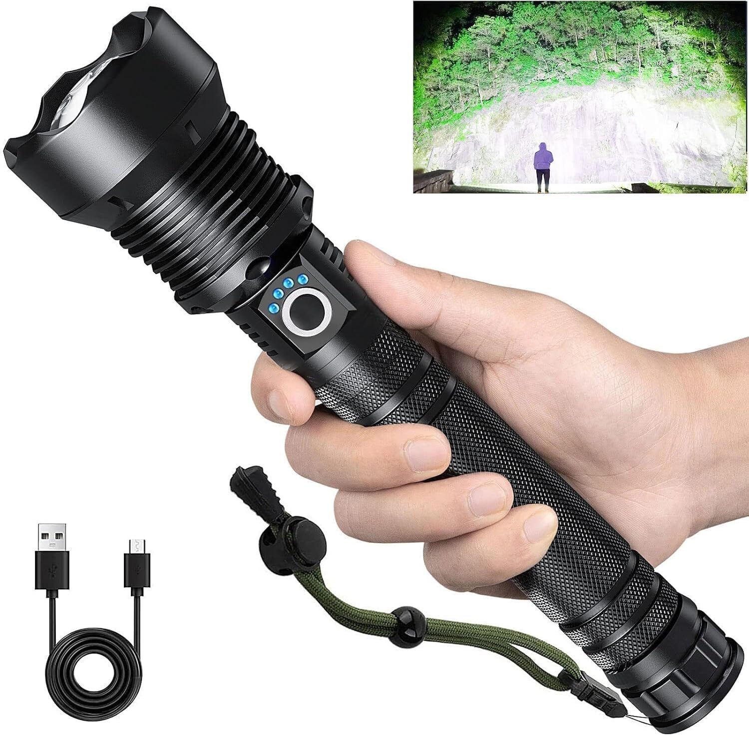 5 Modes, Adjustable Focus Led Flash Lights for Home Camping Emergencies Hiking Torch-image-3