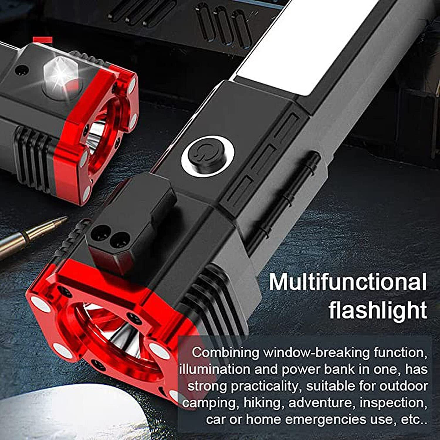 fitup ™Portable Rechargeable Torch LED Flashlight Long Distance Beam Range Power Bank Torch image 1
