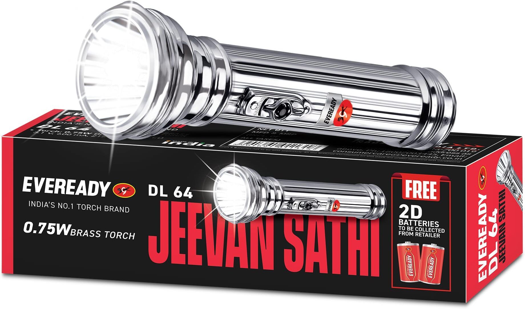 eveready Jeevansathi DL64 Classic & Retro Touch | Powered by 2 x D Battery Torch-picture-26