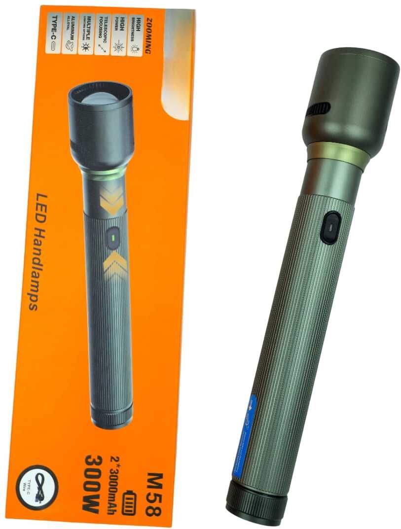 300W RL-M58 Rechargeable Metal Torch Light with Telescopic Focus & Bright LED Torch-image-22
