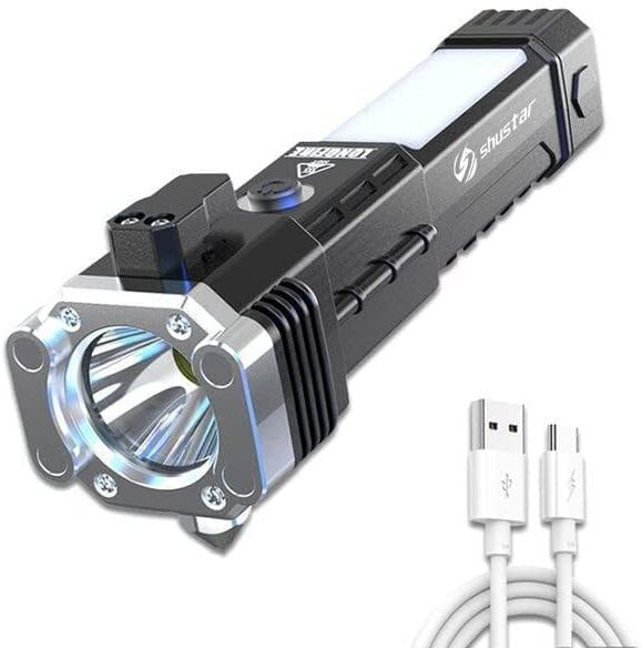 Car Safety Hammer Flashlight,Escape Tool_Power Bank 2 hrs Torch Emergency Light-image-29